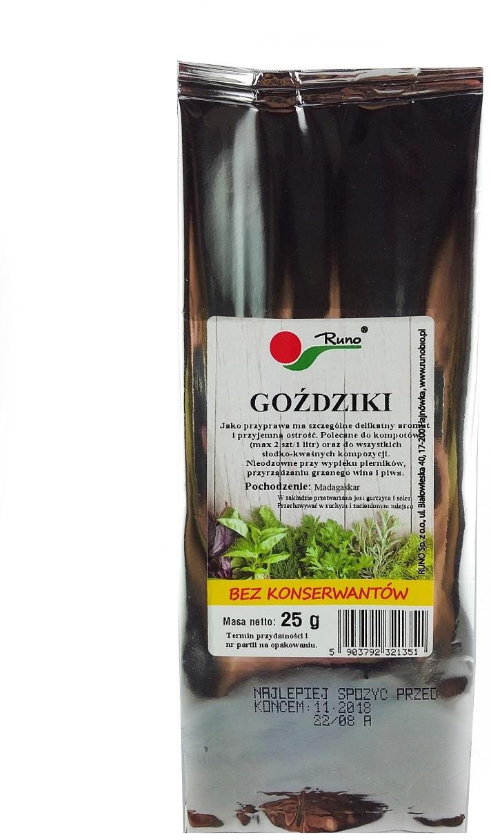 Goździk suszony pąk przyprawa korzenna do wypieków kompotu na ból gardła antyseptyczny 25g