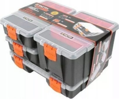 Sila Organizer warsztatowy 4w1 plastikowy zestaw 4 pojemników z zatrzaskami