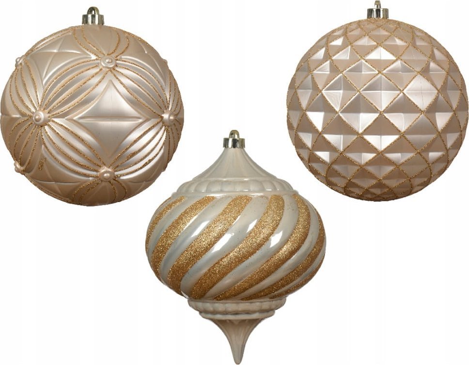 Kaemingk Bombka choinkowa 20cm perłowo-złota plastikowa 1 szt