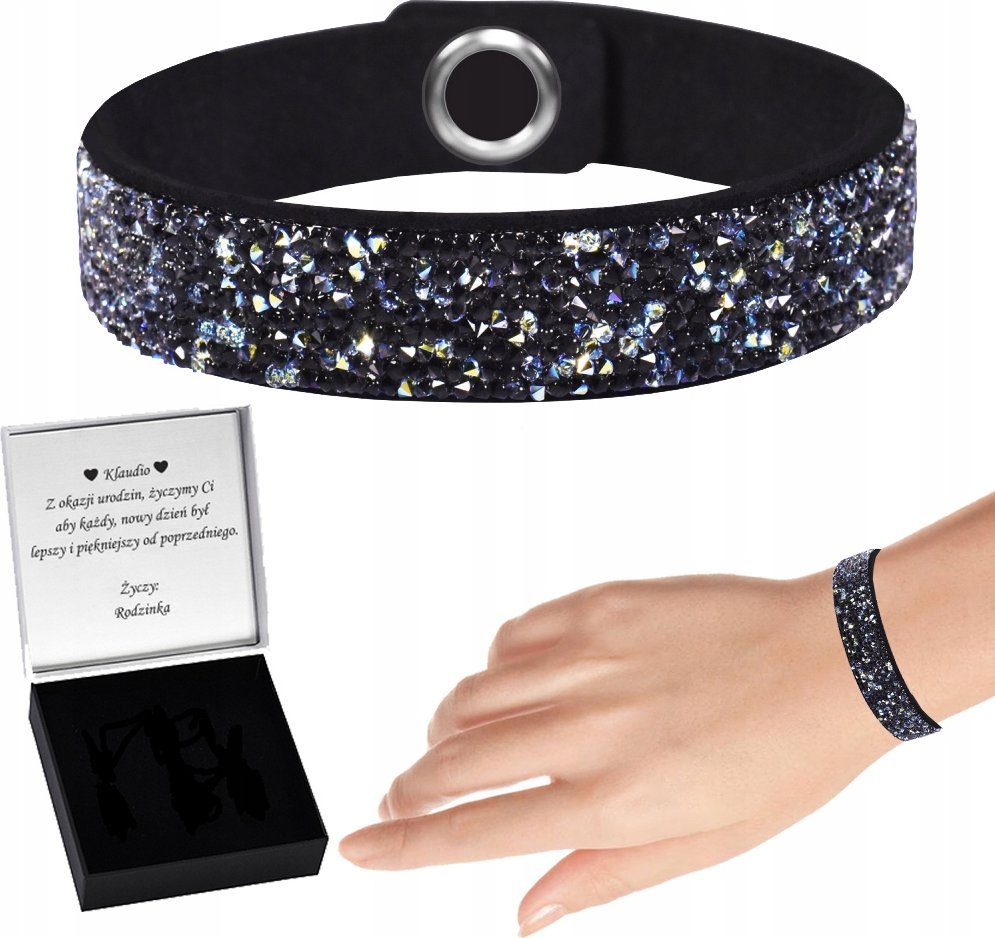 Radziszewska Jewellery Bransoletka Alcantara Zapinana z Kryształami Prezent na Dzień Mamy