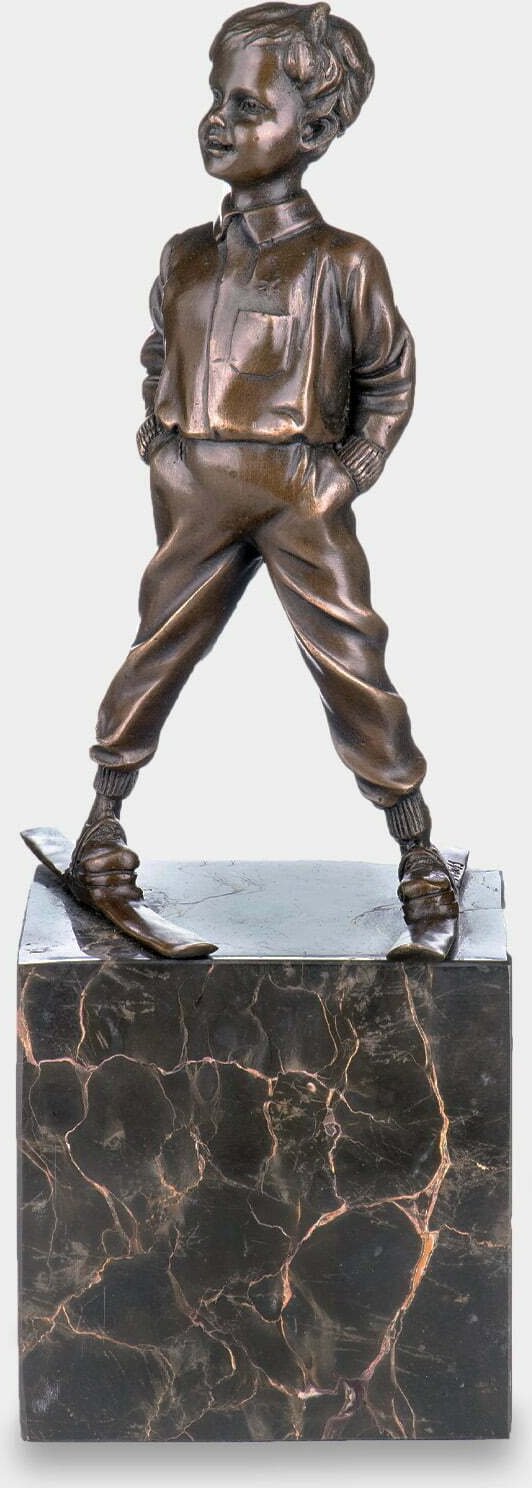 rzezbyzbrazu Mały Narciarz Rzeźba z Brązu