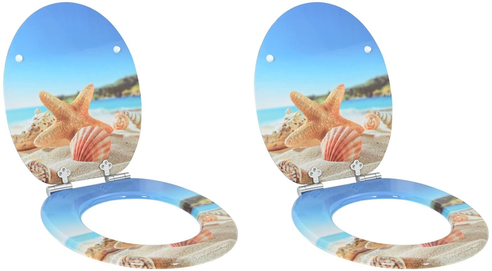 Deska bidetowa vidaXL Deska toaletowa 2 pcs Muszla morska 44 x 38 cm Płyta MDF