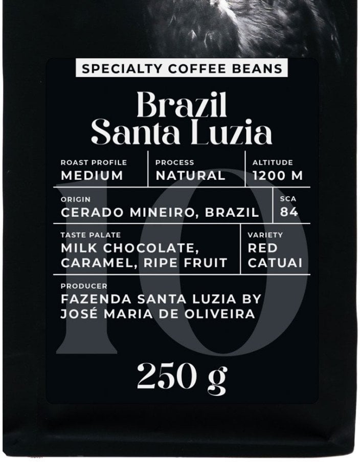 Specialty coffee beans Black Crow White Pigeon Brazil Santa Luzia, 250 g