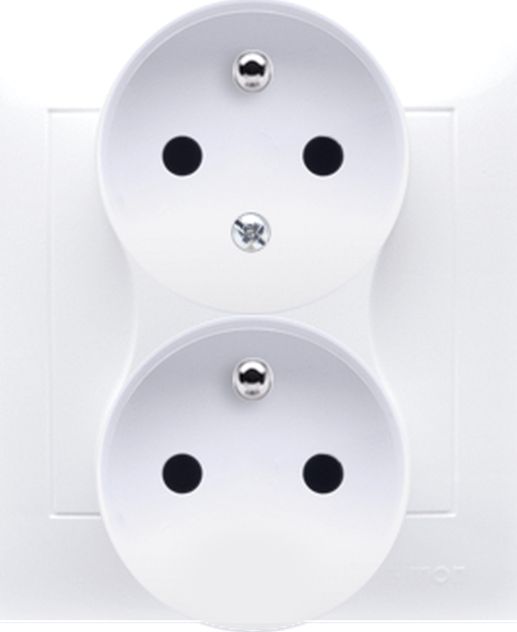 Kontakt-Simon Simon 54 Gniazdo podwójne z/u z funkcją niezmienności faz 16A 250V biały do puszki fi 68mm DGZ2T/11