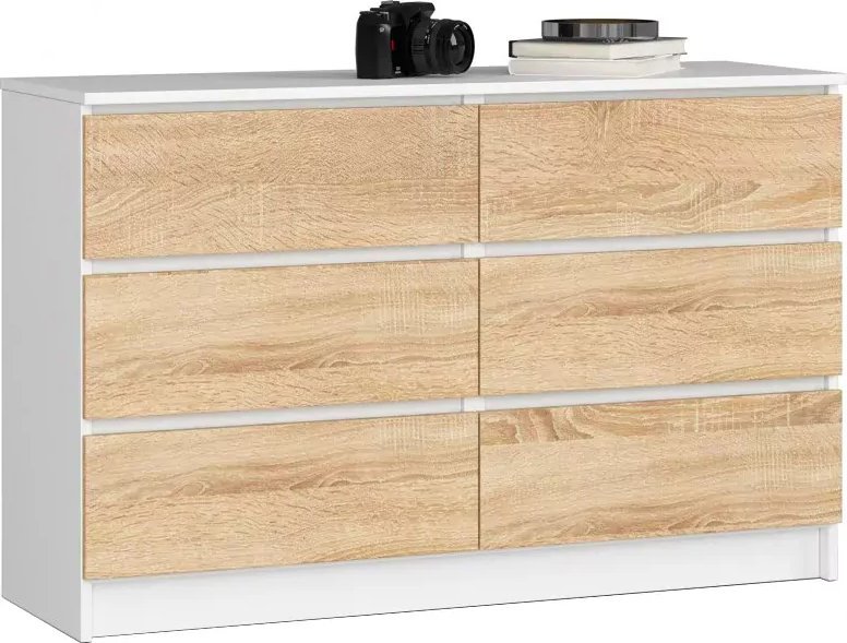 Elior Komoda do pokoju dziecięcego biała + dąb sonoma - Diron 3X