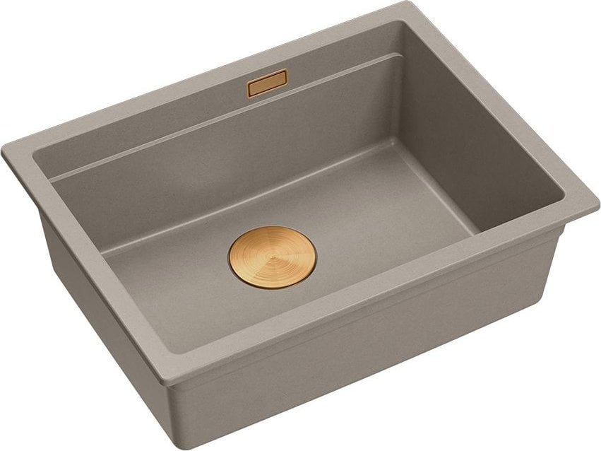 Zlewozmywak GraniteQ LOGAN 100 GraniteQ zlewozmywak soft taupe 59,5x45,1x21,5 cm 1-komorowy wpuszczany z syfonem manualnym miedziany