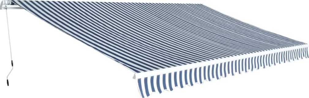 vidaXL Markiza zwijana ręcznie, 500 cm, niebiesko-biała