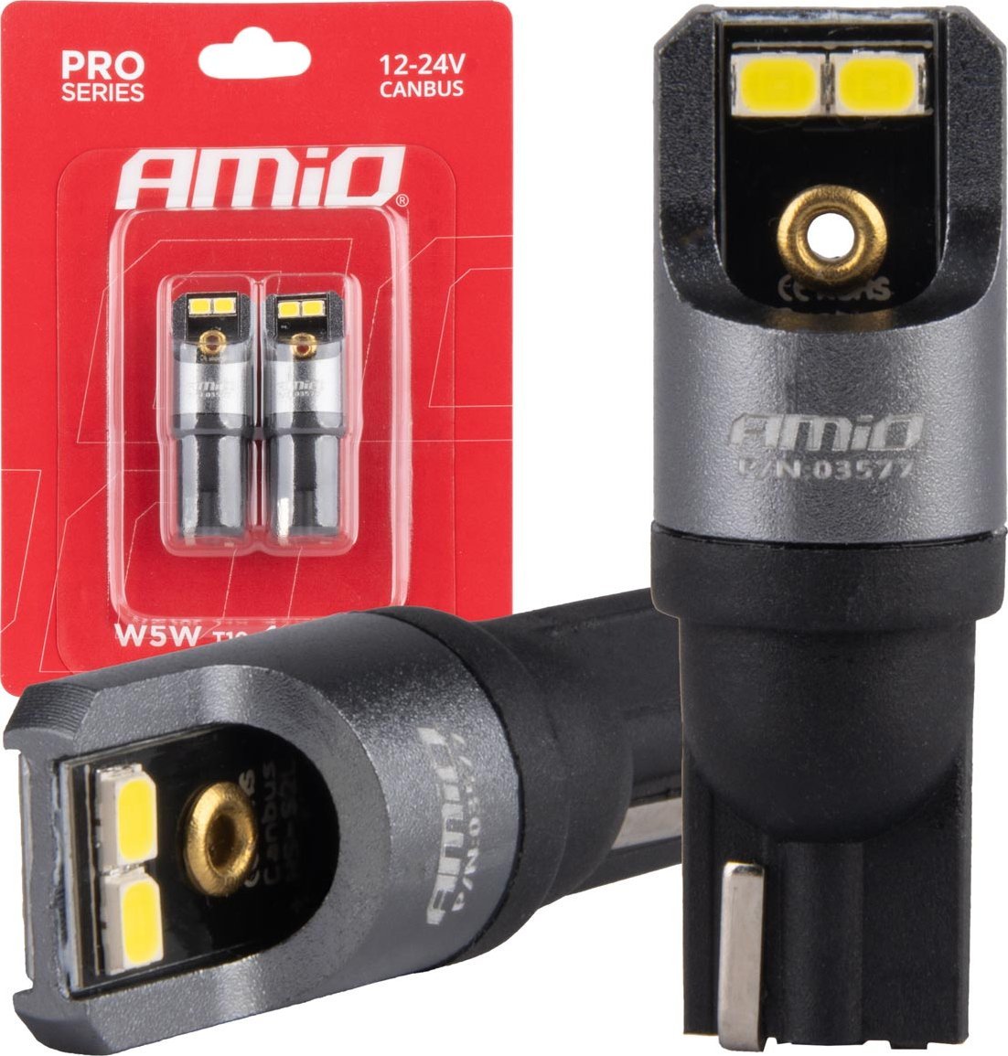 AMiO Żarówki led canbus pro t10 w5w 4x2016 smd białe 12v 24v amio-03577