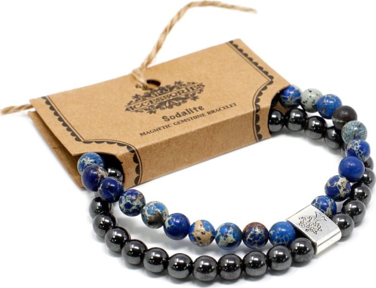 Lovrin Bransoletka magnetyczna z kamieniami - Sodalit