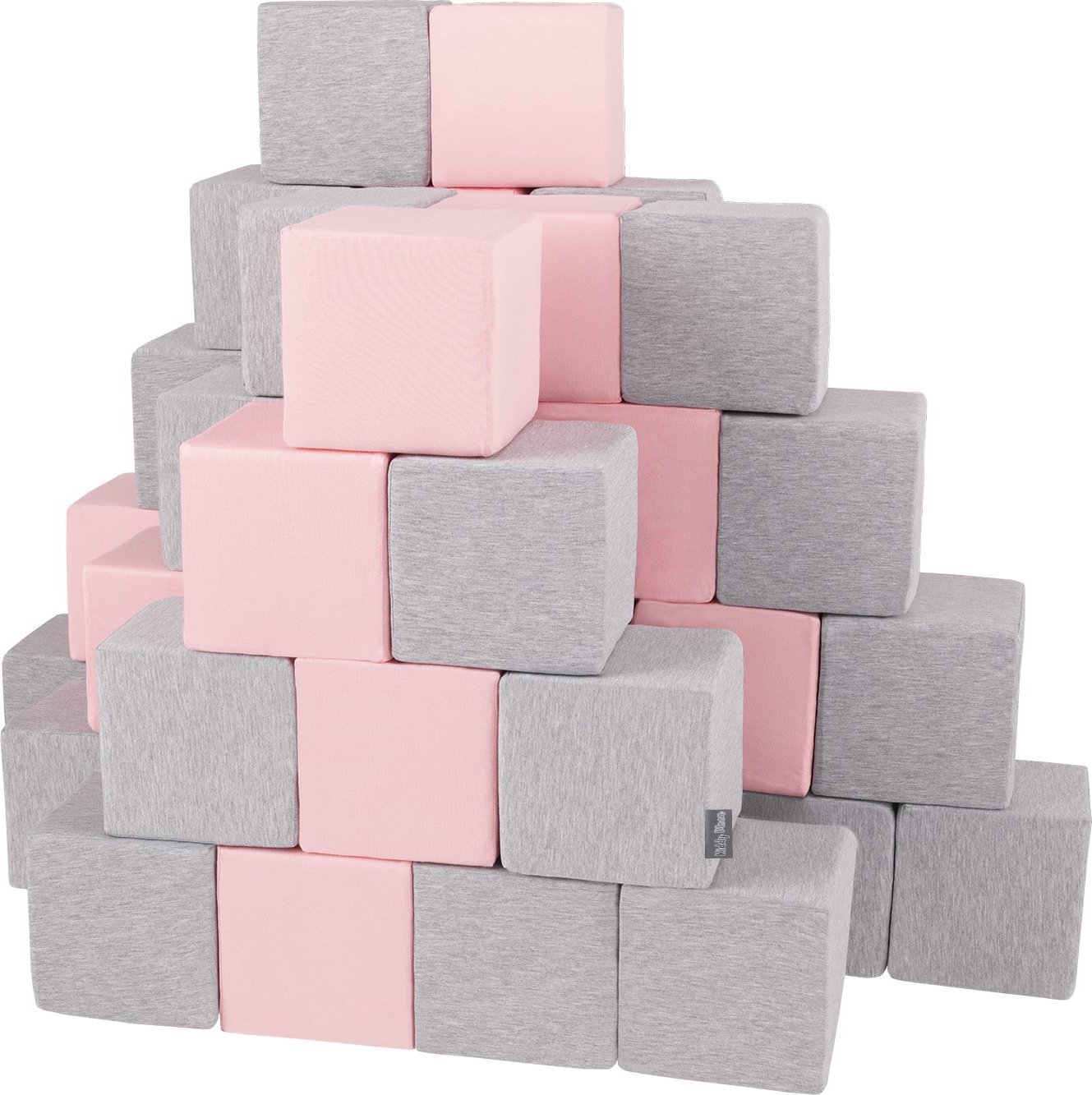 KiddyMoon Miękkie klocki 14cm sześciany: jasnoszary-różowy 48 Zabawka klocki z pianki