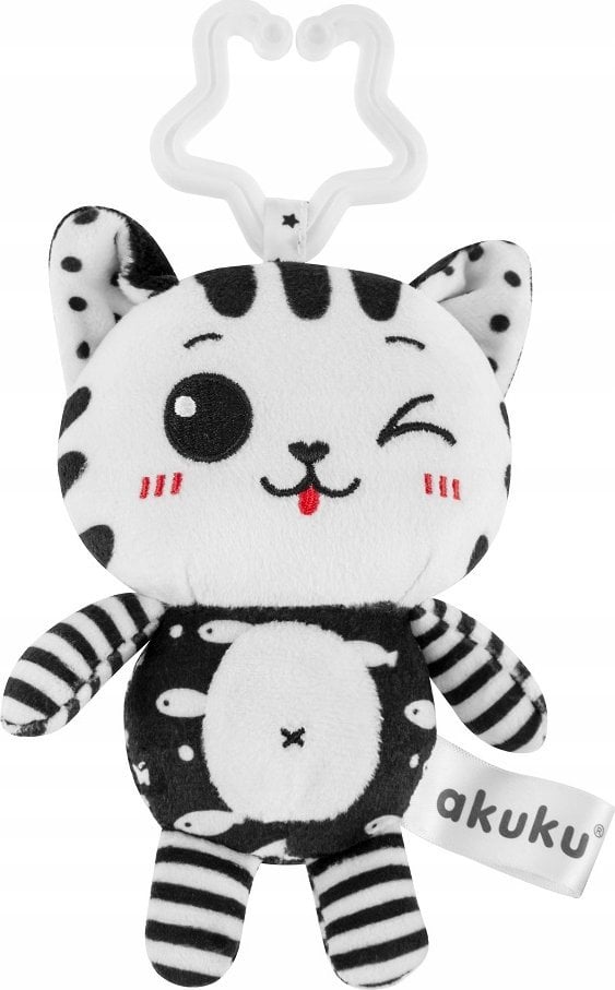 Akuku A0658 ZAWIESZKA KOTEK PLUSZOWY BIAŁO-CZARNY