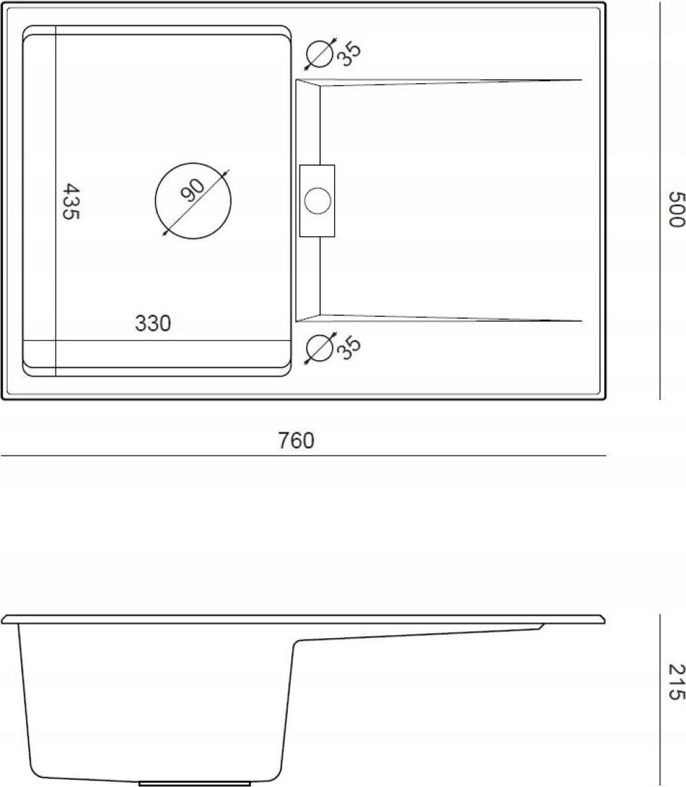 Zlewozmywak Owen OWEN 111 GraniteQ zlewozmywak z syfonem Push 2 Open 1-komorowy z/o (760x500x215; kom. 330x430) snow white / elementy złote