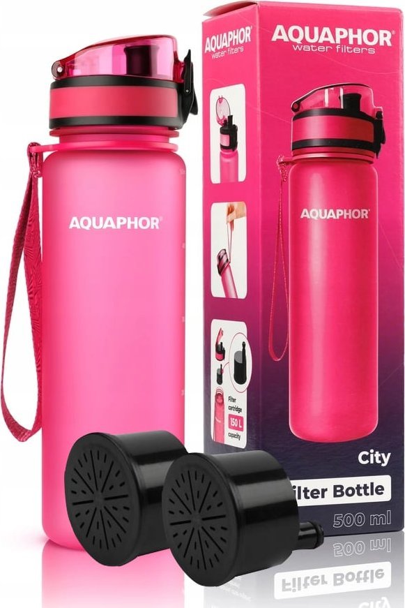 Aquaphor BIDON FILTR BUTELKA AQUAPHOR CITY RÓŻOWA +2 WKŁADY