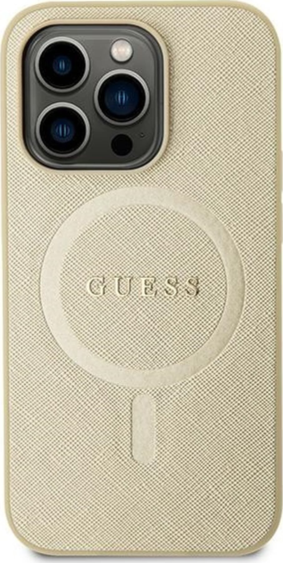 Guess GUHMP15MPSAHMCB iPhone 15 Plus / 14 Plus 6.7" złoty/gold hardcase Saffiano MagSafe
