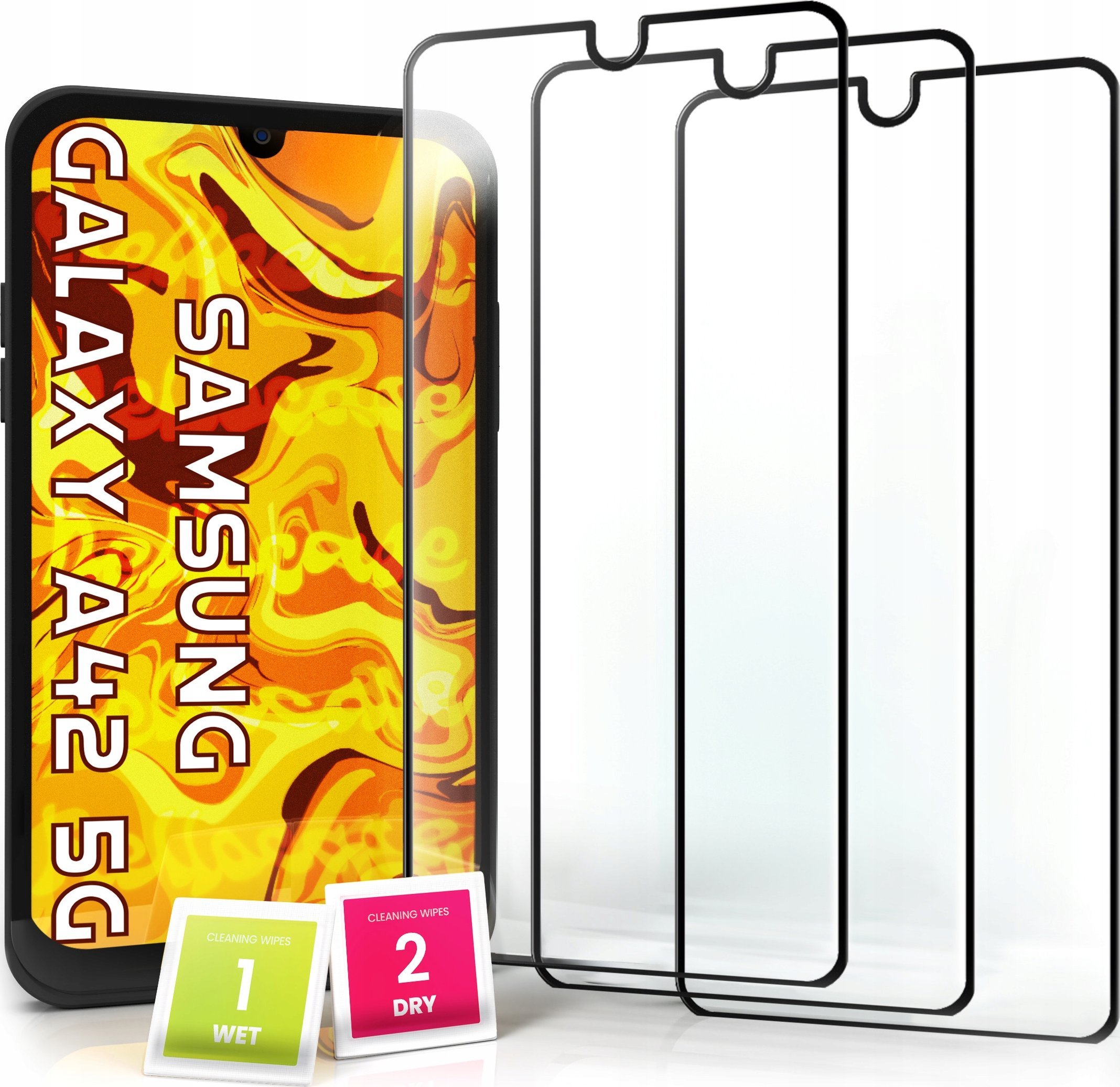 Hello Case 3-pak SZKŁO HARTOWANE DO Samsung Galaxy A42 5G na cały ekran 9H ochronne 5D