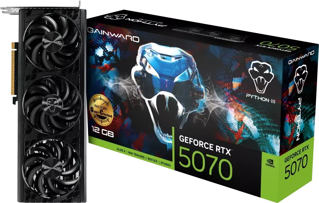 Karta graficzna Gainward GeForce RTX 5070 Python III OC 12GB GDDR7 DLSS4 (NE75070S19K9-GB2050T)