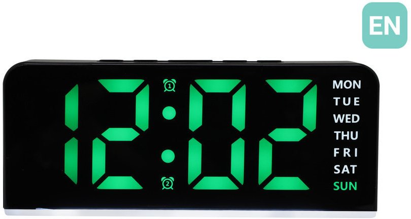 JVD Zegar sieciowy LED SB8033.2 cyfry 4,5 cm, termometr, budzik, wersja angielska