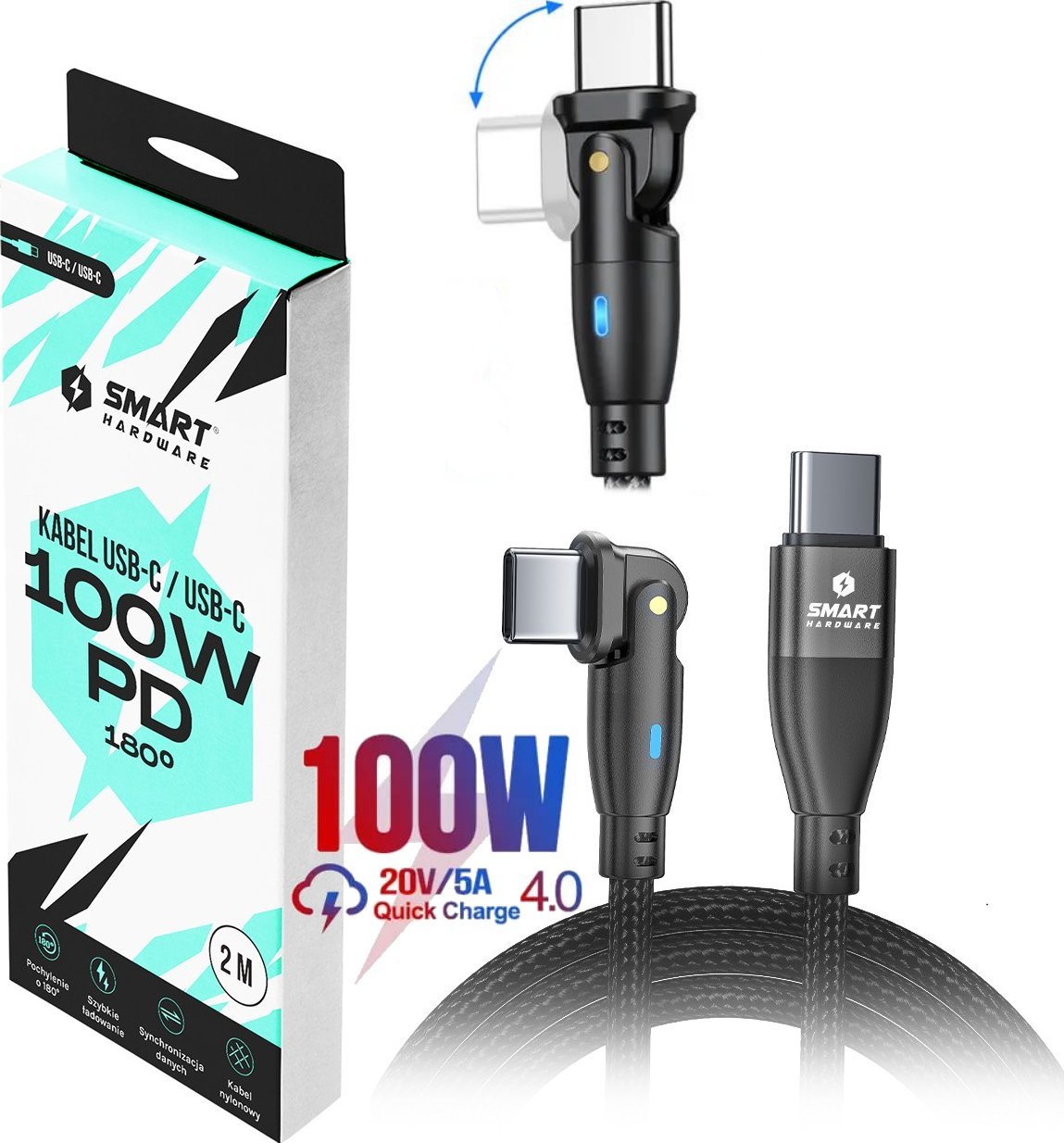 Kabel USB Smart Hardware USB-C - USB-C 1.8 m Czarny