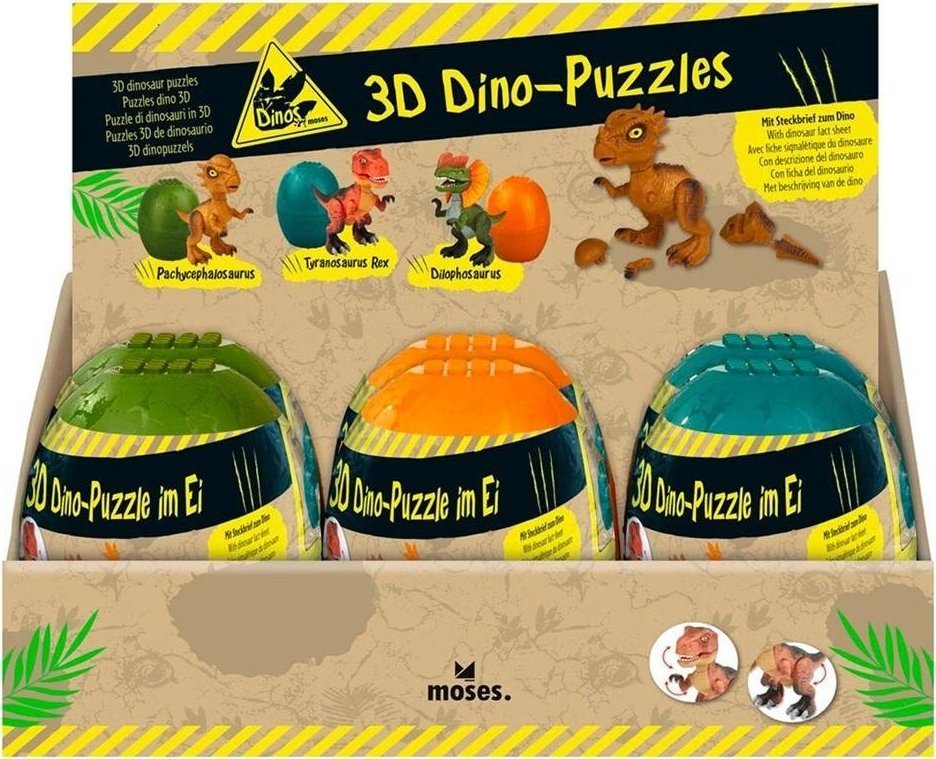 Puzzle Dino 3D w jajku MIX