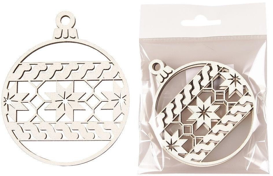 Bombka drewniana Sweterek biały 3szt