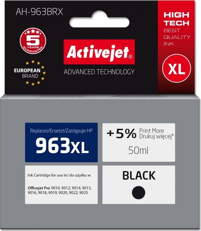 Tusz Activejet Tusz Activejet AH-963BRX (zamiennik HP 963XL 3JA30AE; Premium; 2100 stron; czarny)