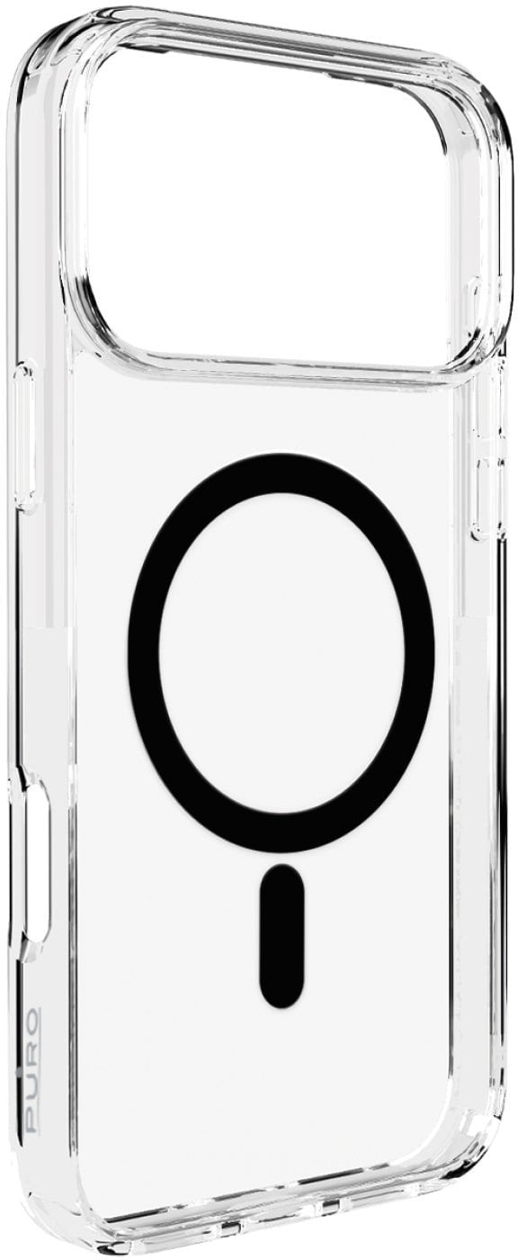 Etui Puro Lite Mag TPU+PC kompatybilne z MagSafe na iPhone 17 Pro - przezroczyste z czarnym pierścieniem