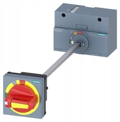 Siemens Akces. do 3VA12: Napęd obrotowy drzwiowy żółto-czerwony można blokować kłódką wałek 300mm pokrętło IP65 3VA9257-0FK25