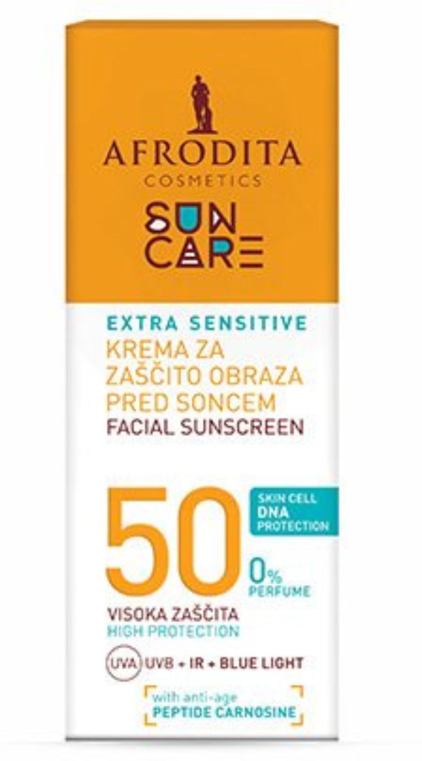 Afrodita Sun Care Extra Sensitive SPF50 Krem Przeciwsłoneczny Do Twarzy 50ml