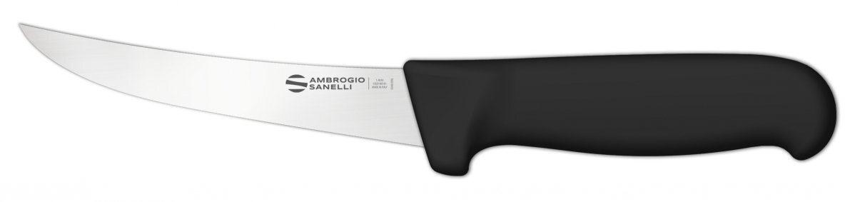 Ambrogio Sanelli Nóż trybownik zakrzywiony Supra, elastyczne ostrze, 13 cm, czarny