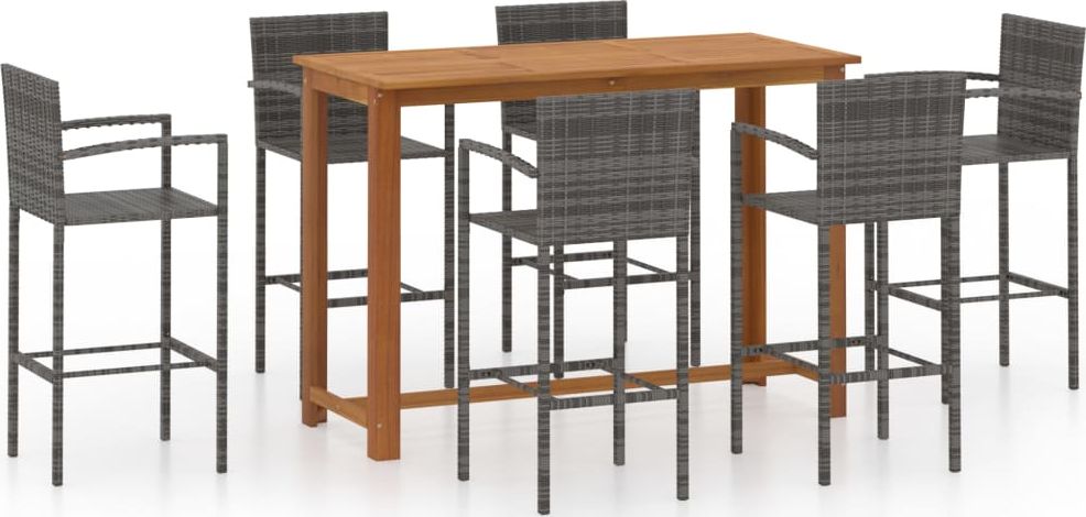vidaXL 7-cz. zestaw mebli barowych do ogrodu, szary