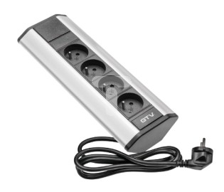 GTV Przedłużacz biurkowy kątowy 4x gniazdo z uziemieniem srebrny