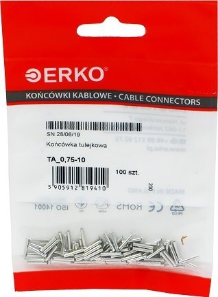 Erko Końcówka tulejkowa nieizolow TA 0,75/10ERKO 100szt