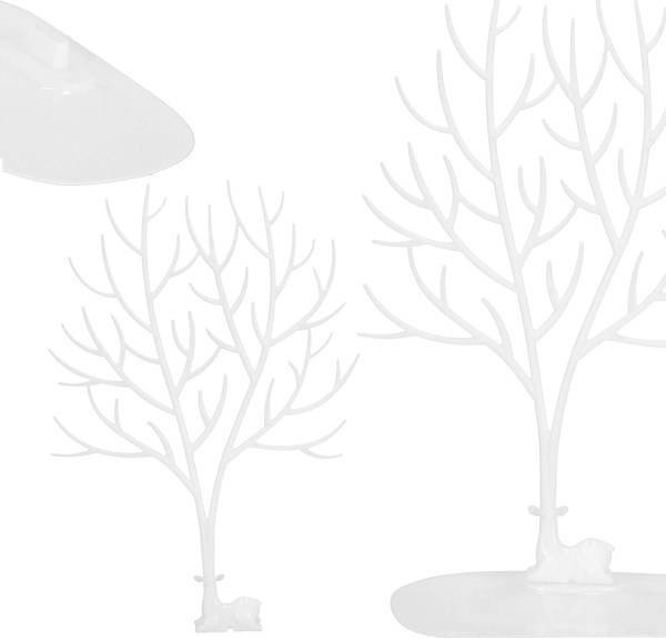 Springos Stojak na biżuterię drzewo 41x25x15 cm ozdobny organizer na kolczyki biały jeleń UNIWERSALNY