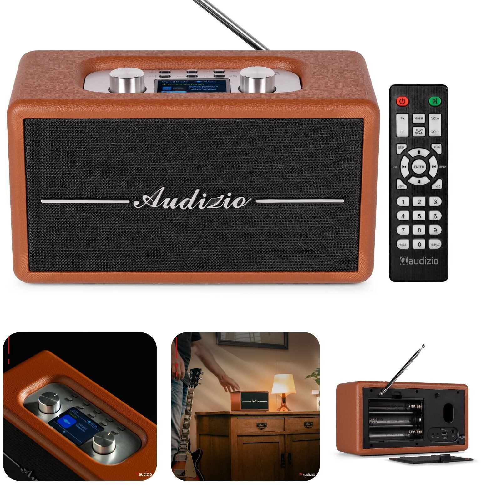 Radio Audizio Radio retro DAB FM BT Tune60 brązowe one size