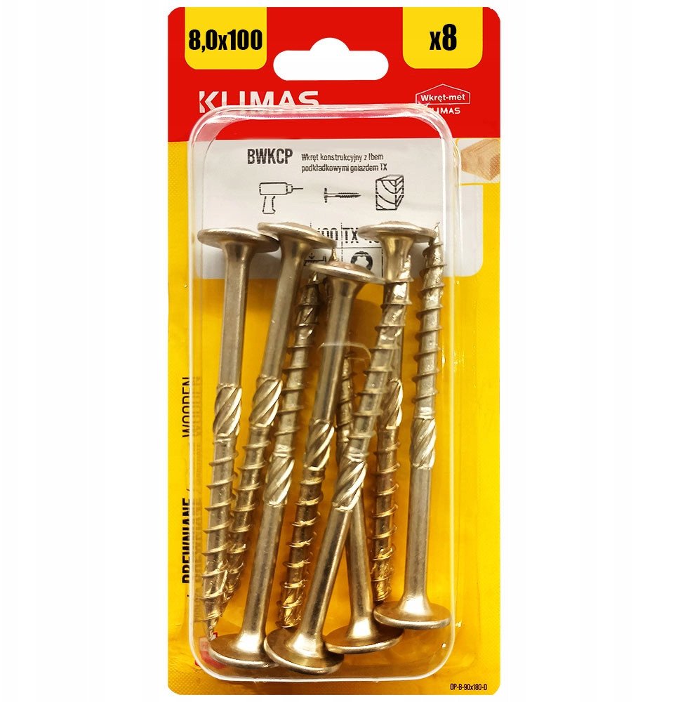 WOOD SCREWS TORXWKCP 8.0X100 8PCS