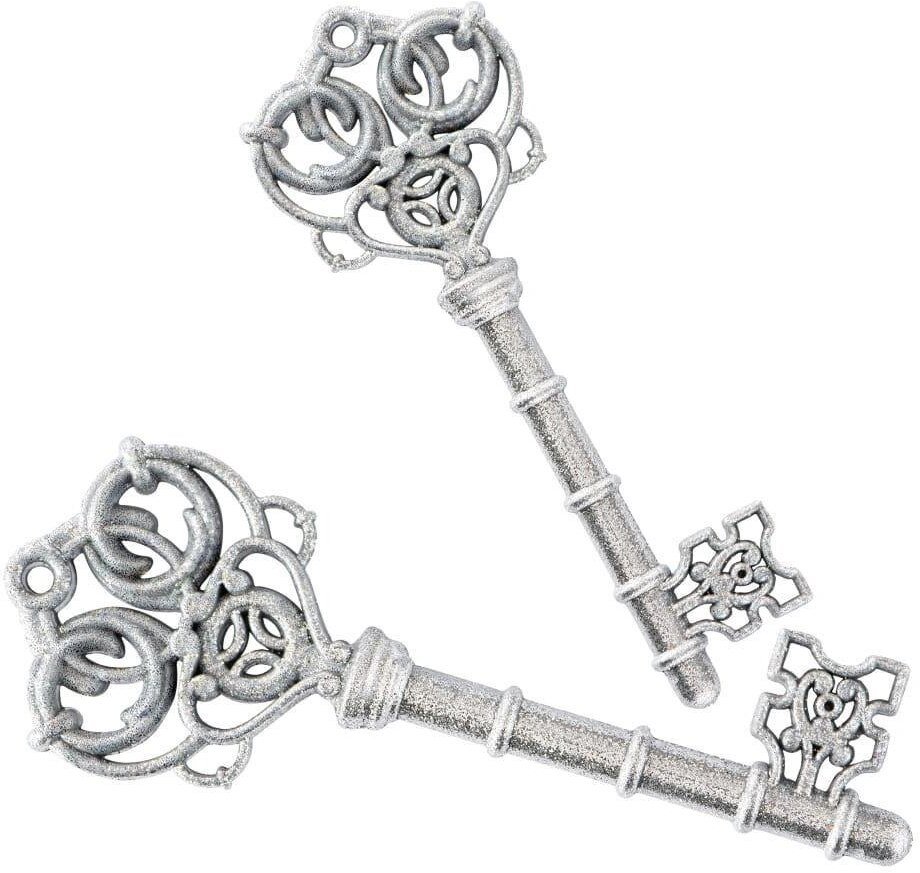 Ozdoby świąteczne srebrne klucze 2szt