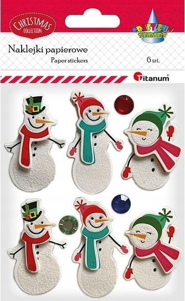 Titanum Naklejki papierowe 3D Bałwanki 6szt