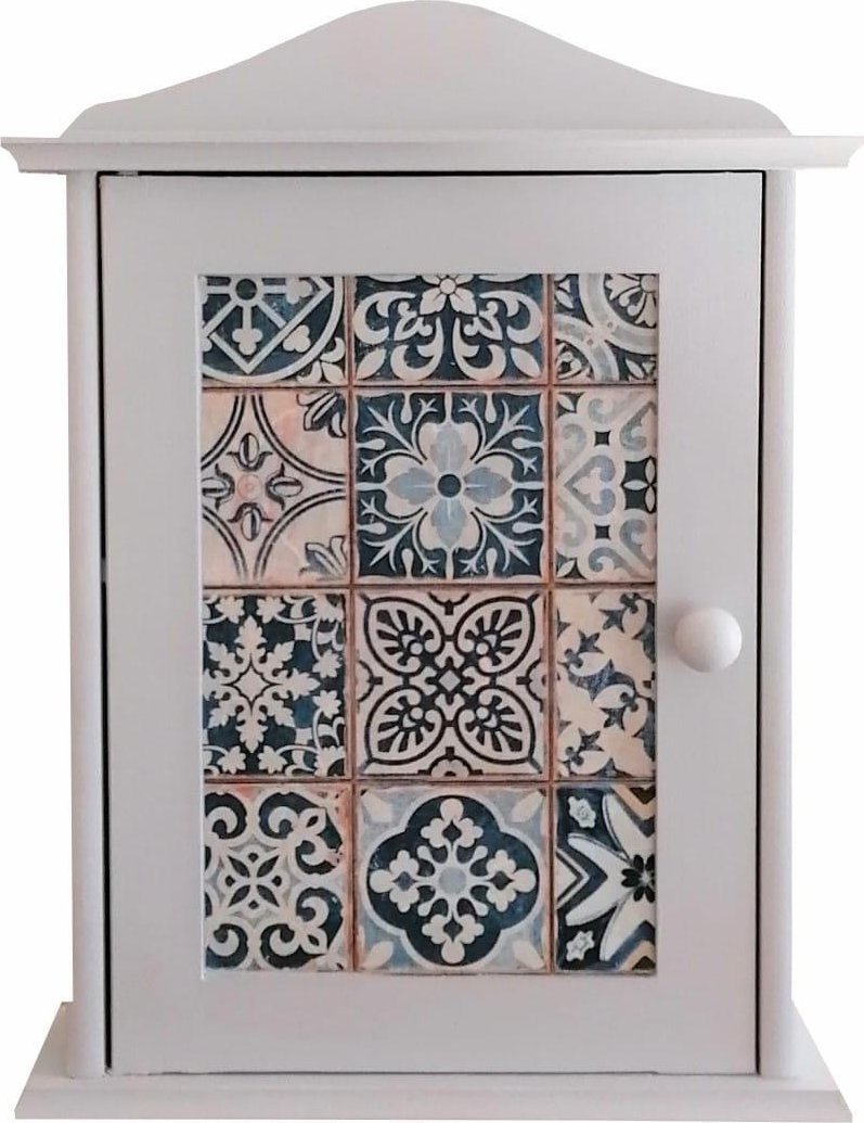 Prowansalska Manufaktura Szafka na klucze Portugalskie Kafelki-04