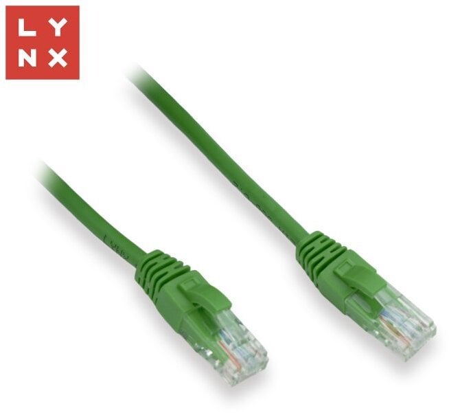 LYNX UTP patch kabel Cat5e, PVC, CCA, 0,1m, zelený (balení obsahuje 10ks)