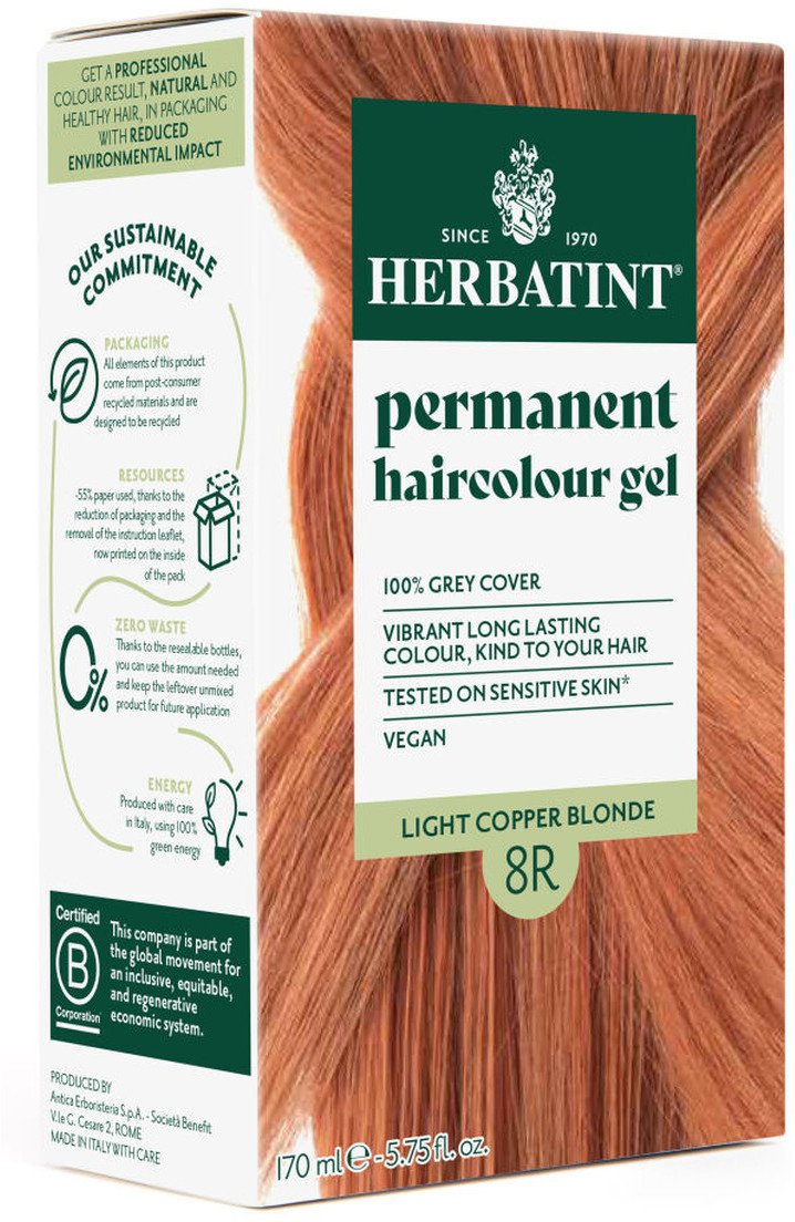 Herbatint Trwała Ziołowa farba do włosów 170ml Jasny Miedziany Blond (8R )