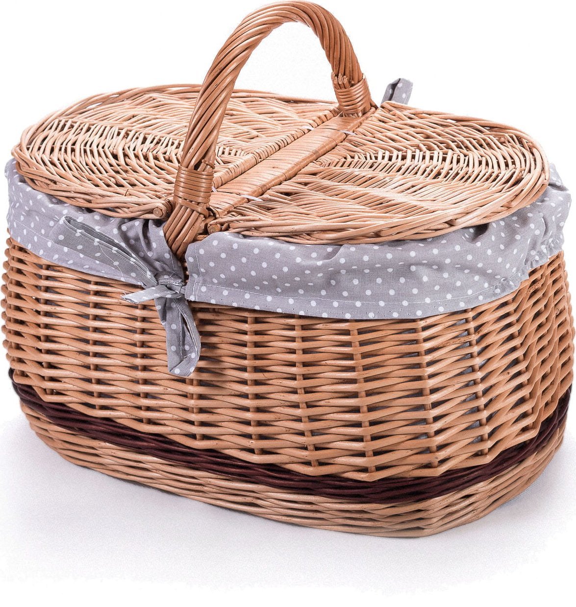 Wiklinowy Świat Wiklinowy kosz piknikowy samochodowy bagażowy, na piknik, z obszyciem