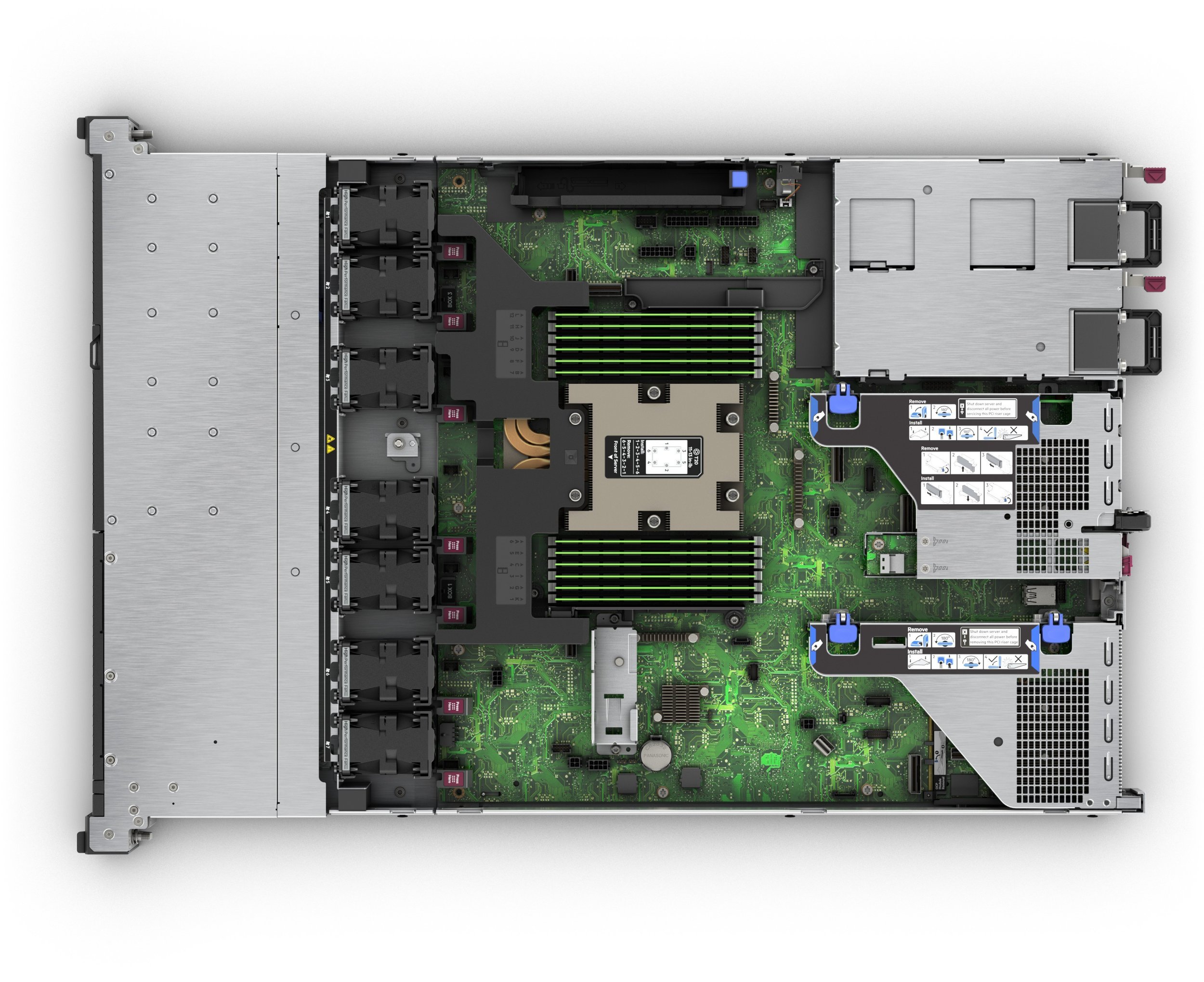 HPE ProLiant DL325 Gen11 Smart Choice Modell, 1U Rack SFF, AMD EPYC 9124 (3.0GHz/16c), 2x 32GB, MR408i-o/4G+Akku, 8x SFF Slots (3Mode), 2x 480GB SATA