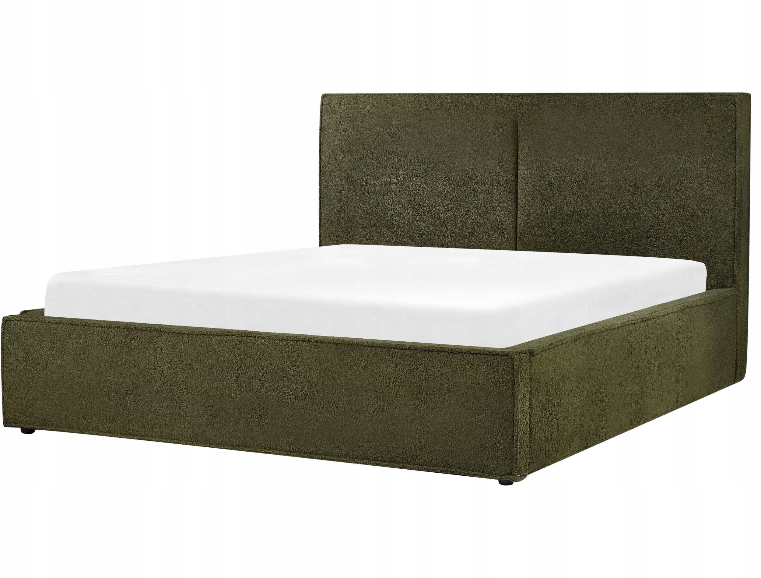 Beliani Łóżko z pojemnikiem Boucle MOISSAC 160 x 200 cm Ciemnozielony