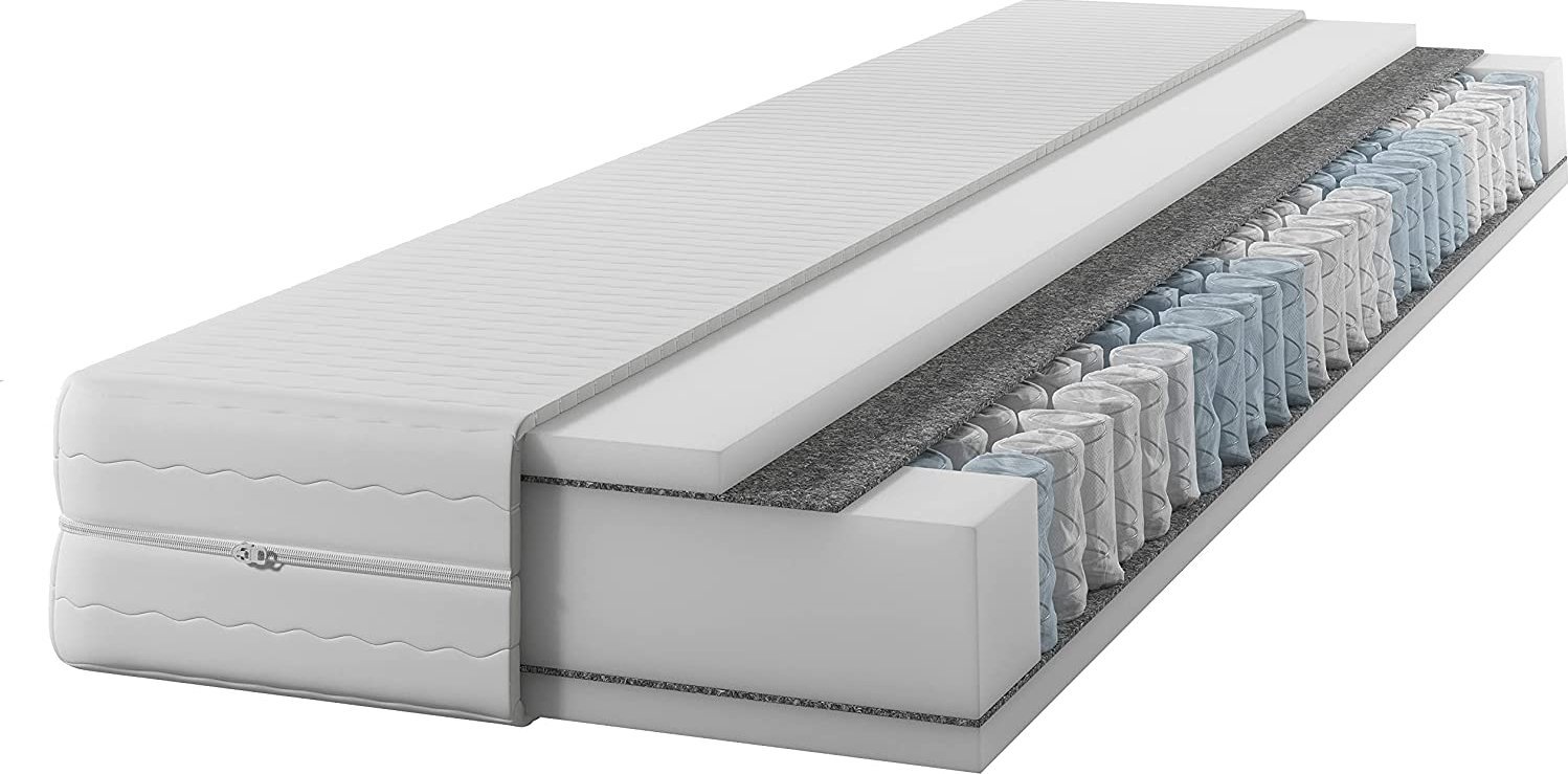 Materac sprężynowy DIAMOND 160x200 24 cm wysokości |Dwustronny H3| 7 stref | Rdzeń ze sprężyn kieszeniowych | Pikowany pokrowiec