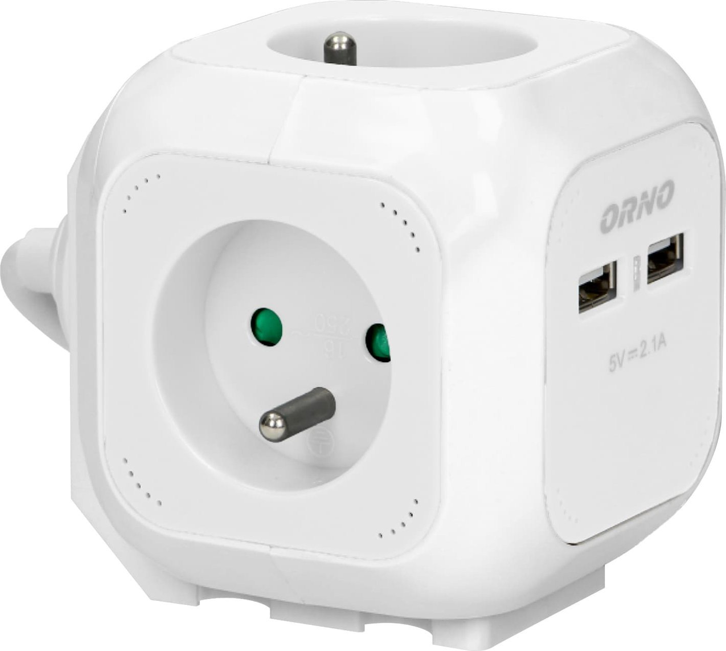 Orno Przedłużacz 4 krotny 2P+Z, ładowarka 2xUSB, 1,4m H05VV-F 3x1mm2, biały