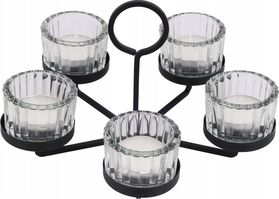 Home Styling Collection Świecznik na 5 tealightów, metal i szkło, 21 x 21 x 12 cm