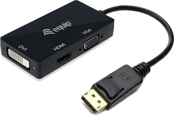 Adapter AV Triton Equip 133441 adapter kablowy 0,24 m DisplayPort DVI-D + VGA (D-Sub) + HDMI Czarny