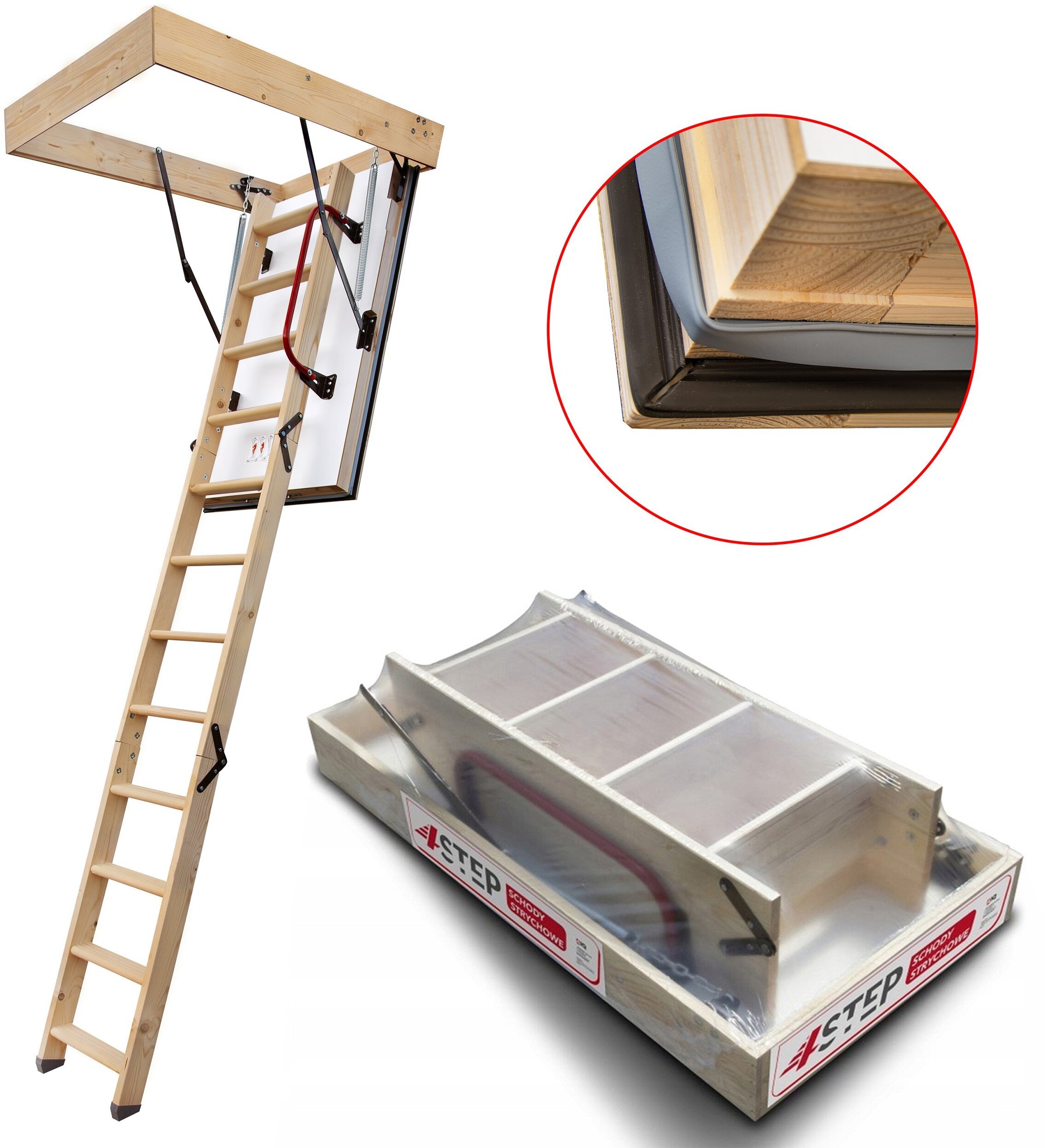 NAJCIEPLEJSZE Schody Wyłaz NORDIC 86mm 140x70 0,44 W/m2 dodatkowa uszczelka