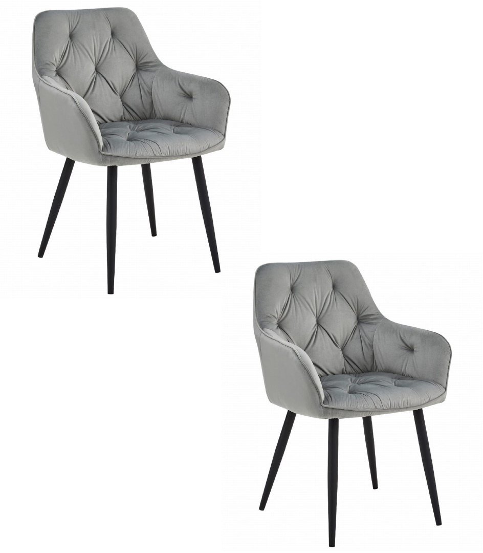 Krzesło JORK - aksamit srebrno-szary / nogi czarne x 2