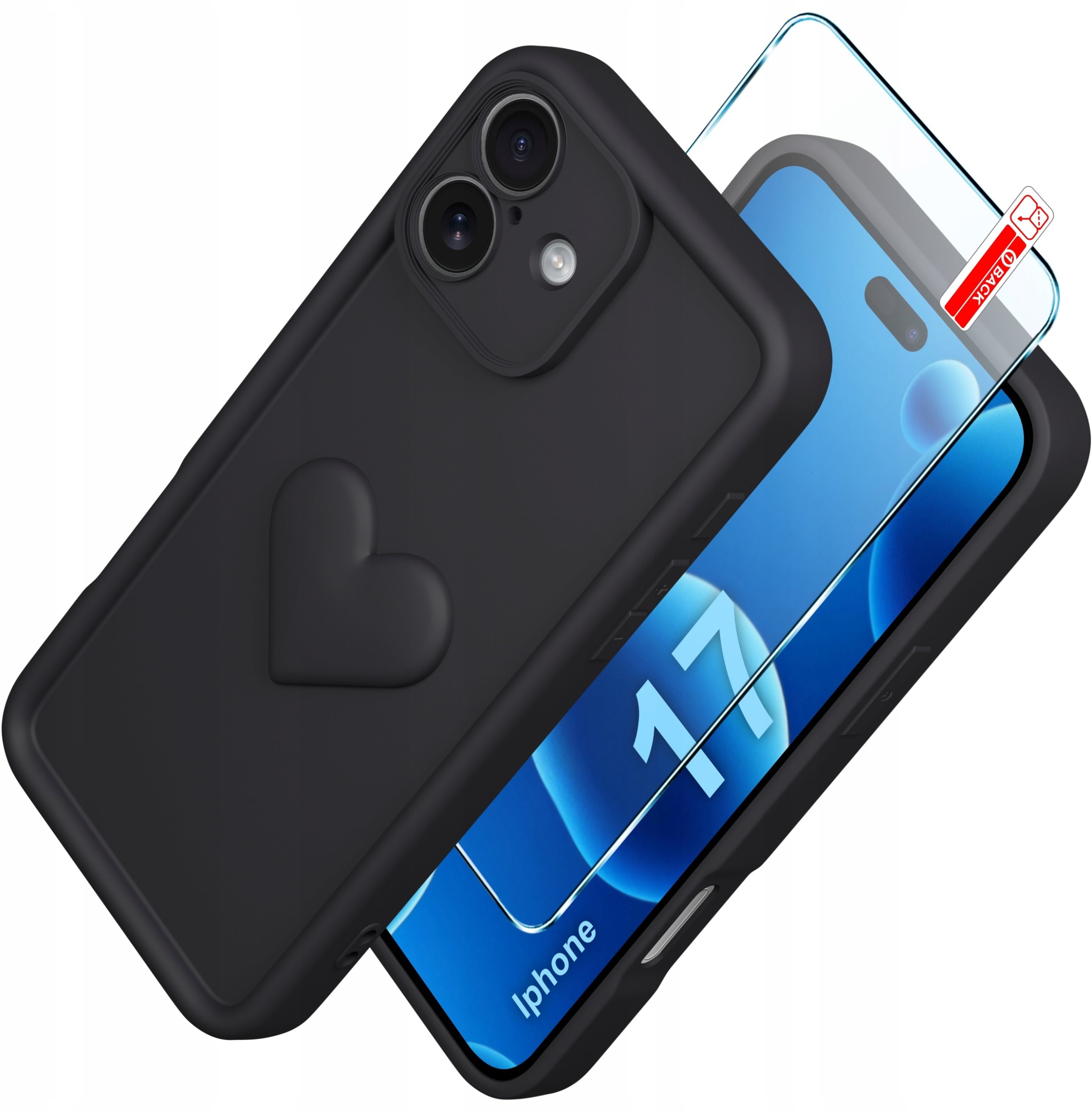 krainaGSM Etui do iPhone 17 CASE siliconowe matowy serce + Szkło ochronne 9H